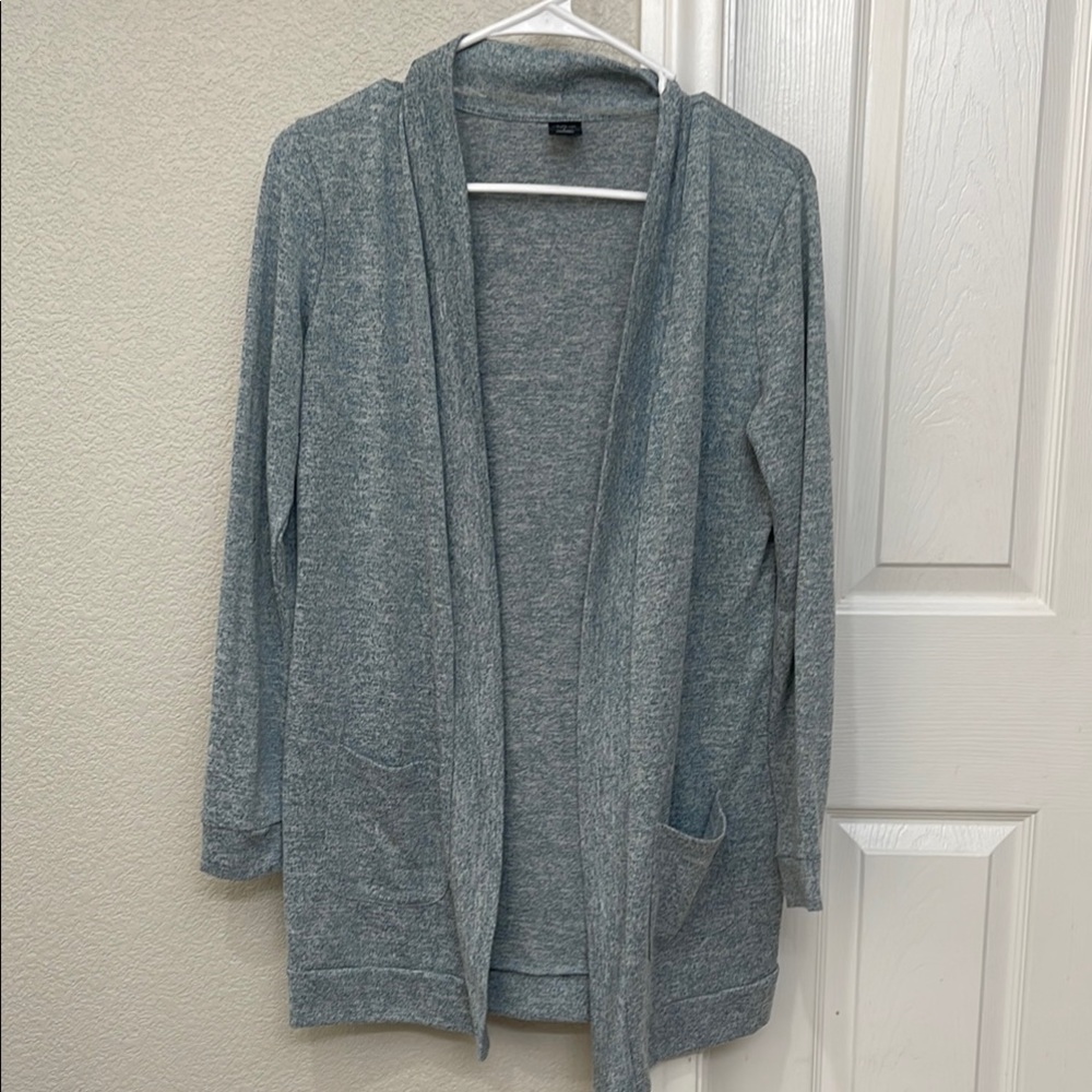City Streets Gray Open Front Knit Cardigan